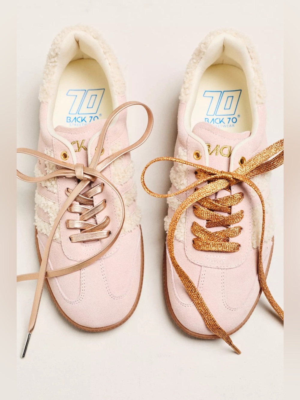 NWT Anthropologie Novelty Shoe Laces, Set of 2, Rose Gold Tinsel Shine